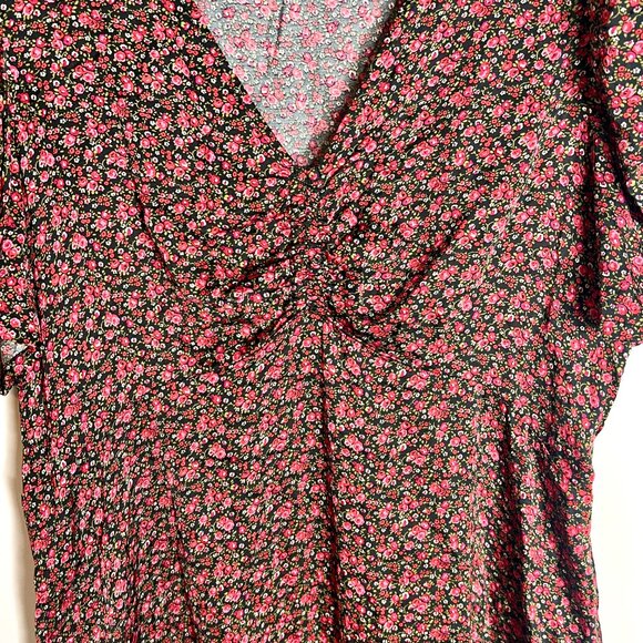GAP Ditsy Rose Floral Satin Mini A-Line Dress Y2K 90's Babydoll Coquette Sz L - Picture 4 of 6